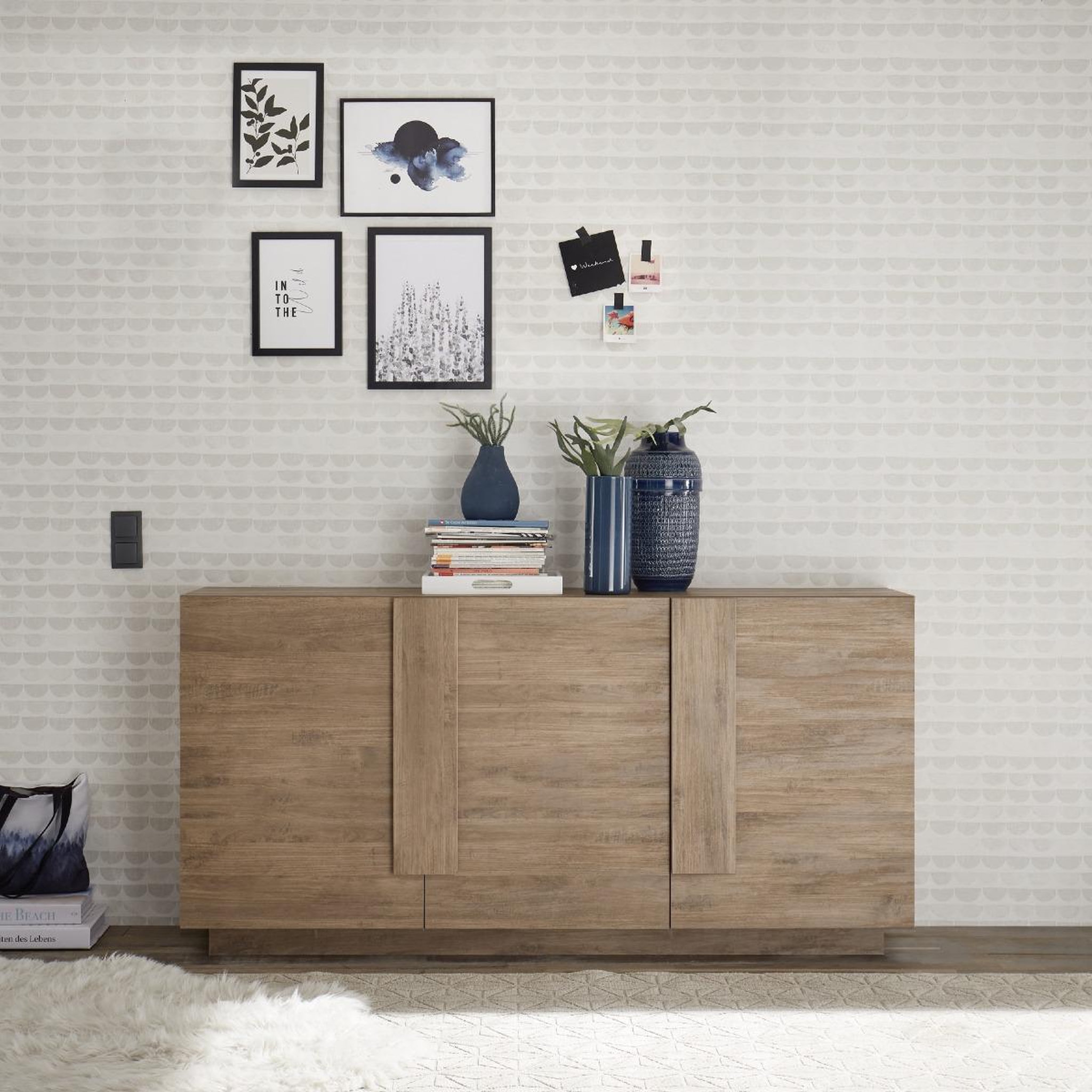 Voir la diapositive 2 : JLC KREATION Buffet contemporain bois 3 portes 180cm terra