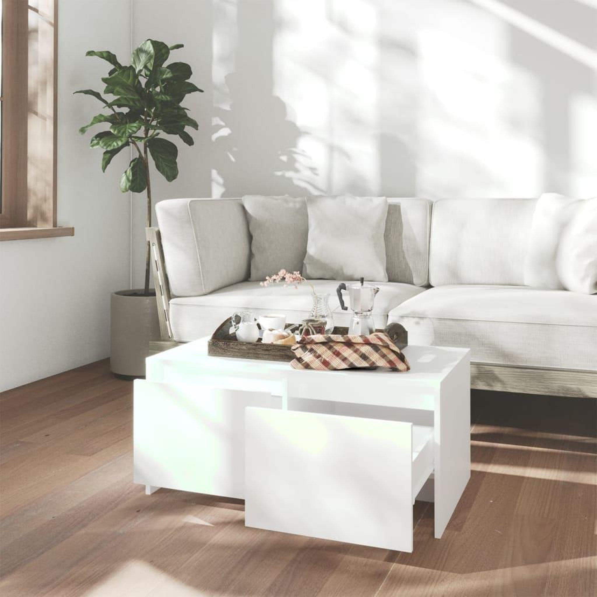 Voir la diapositive 3 : VIDAXL Table basse blanc 90x50x41,5 cm bois d'ingenierie