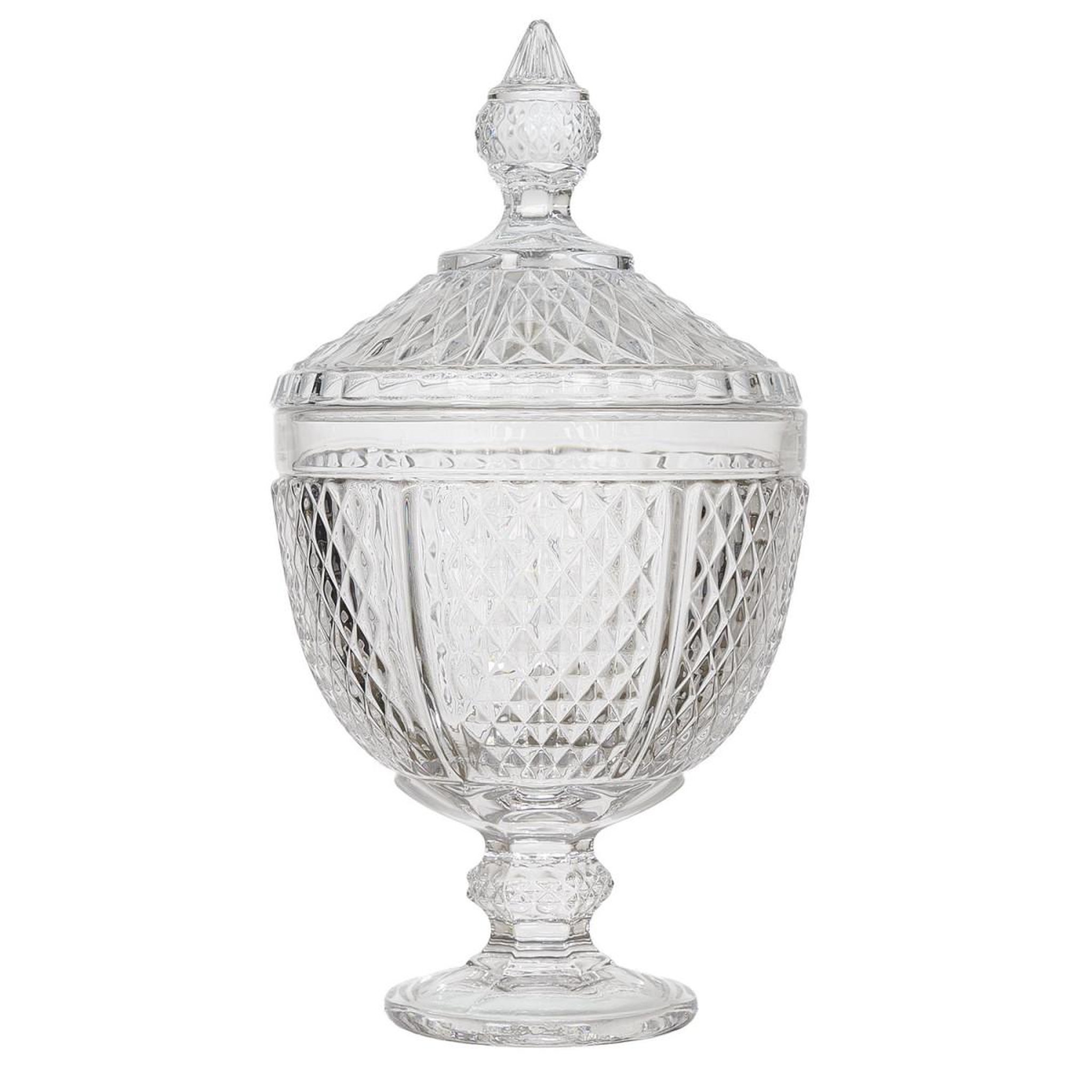 The Home Deco Factory Bonbonnière design en verre  diamant  31cm transparent