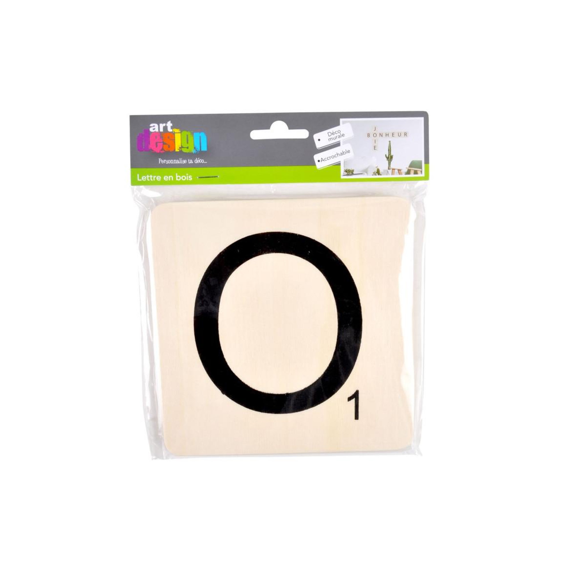 Voir la diapositive 2 : ARTDESIGN Décoration Murale en Bois  Lettre O  15x15cm Naturel