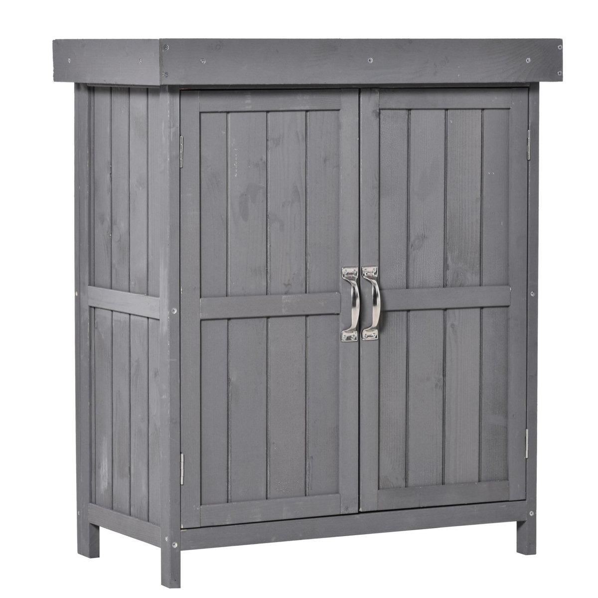 OUTSUNNY Armoire de jardin sur pied double porte étagère et toit bitumé relevable dim. 74L x 43l x 88H cm bois sapin gris
