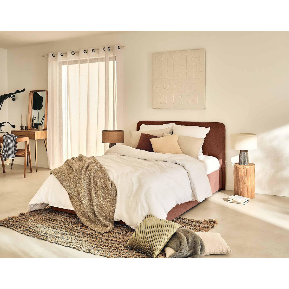 BEST MOBILIER Goyave - lit coffre - 140x190 - en tissu - sommier inclus