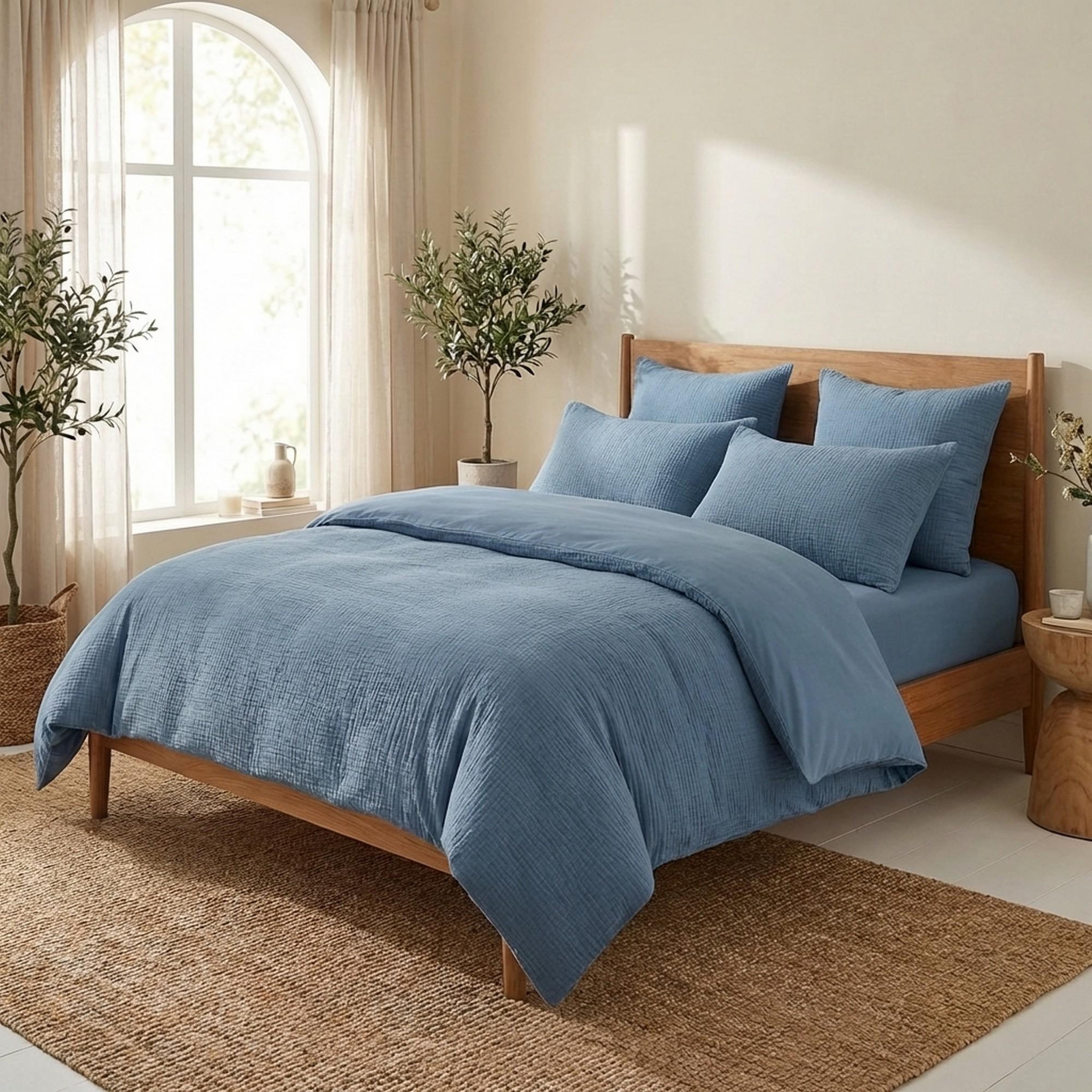HOUSSE DE REVE Parure de lit - housse de couette + taie gaze de coton - coton 57 fils. Coloris disponibles : Bleu, Blanc, Jaune, Orange