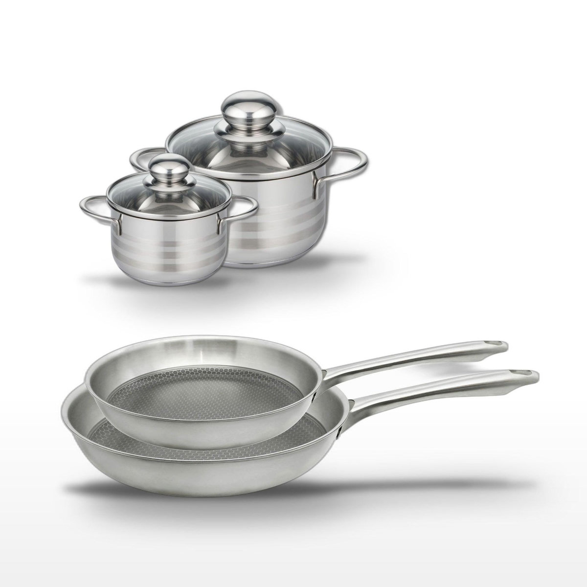 ELO Lot de 2 poêles 24/28 cm et 2 faitouts 12/16 cm Elo Relief Passion