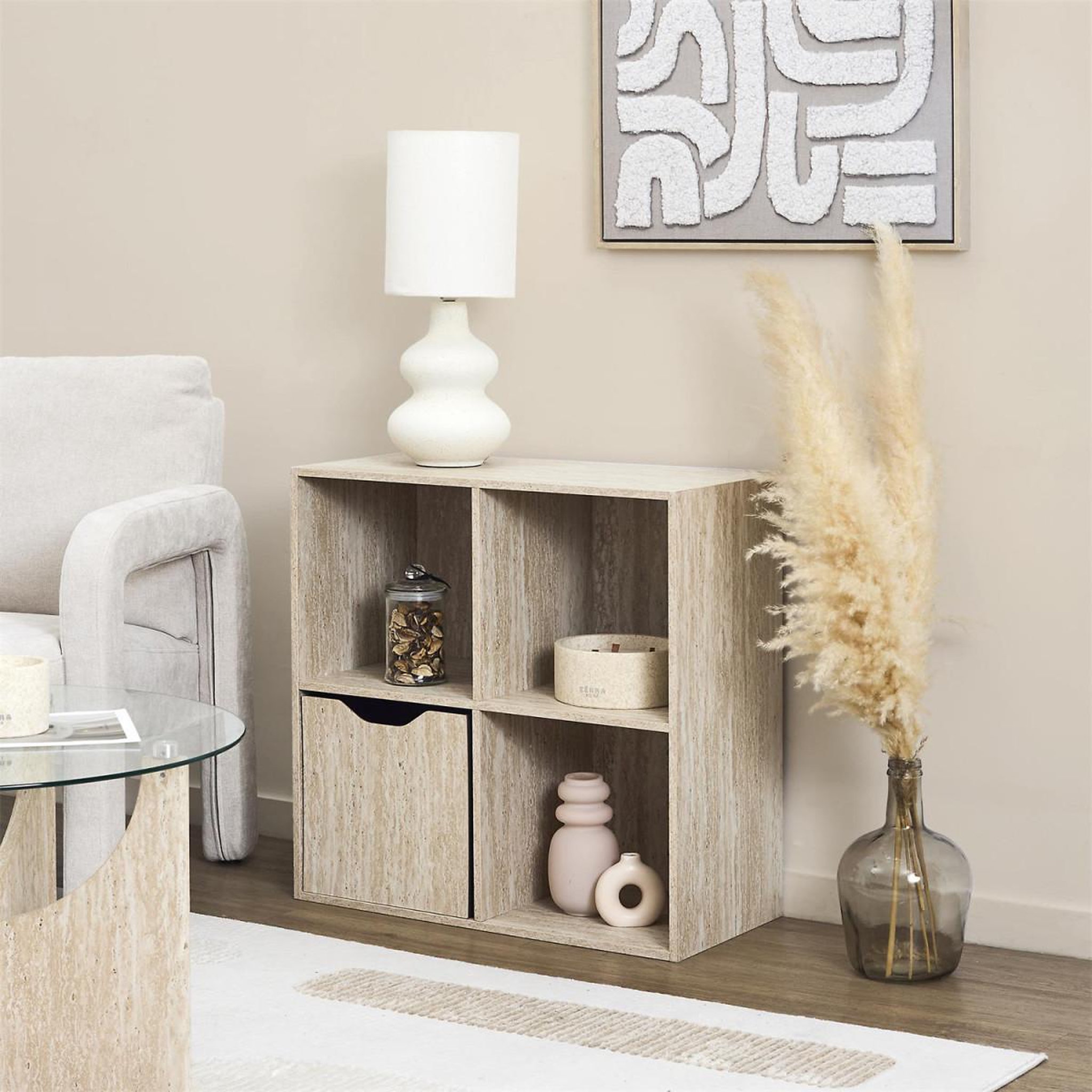 Voir la diapositive 5 : The Home Deco Factory Étagère modulable 4 cases  pietra  66cm beige