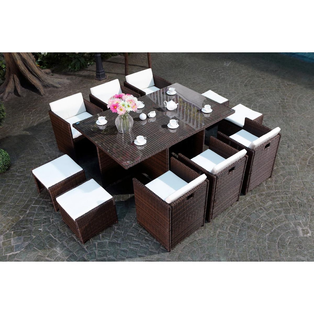 CONCEPT USINE Miami 10 marron-blanc + housse de protection MIAMI