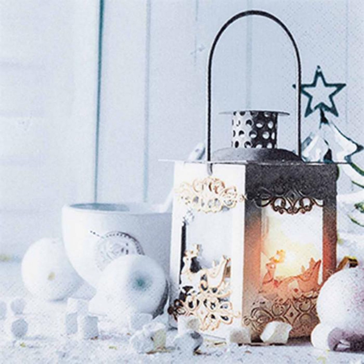 Paris Prix Lot de 20 Serviettes en Papier  Lanterne  33x33cm Blanc