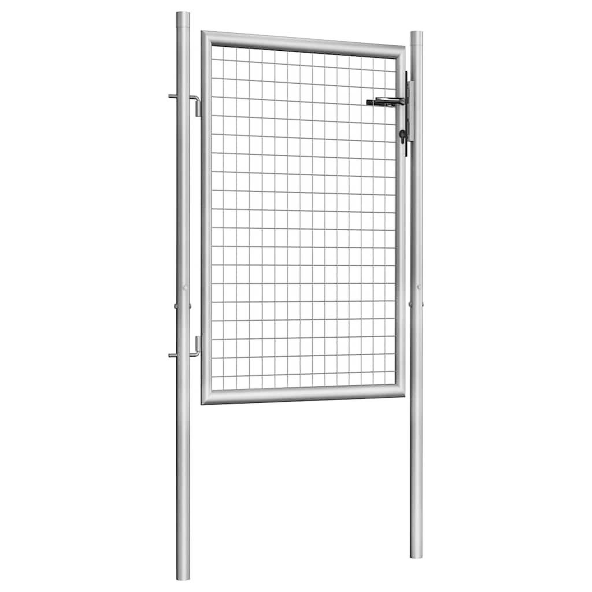Voir la diapositive 2 : VIDAXL Portail de jardin en acier galvanise 105x100 cm argente