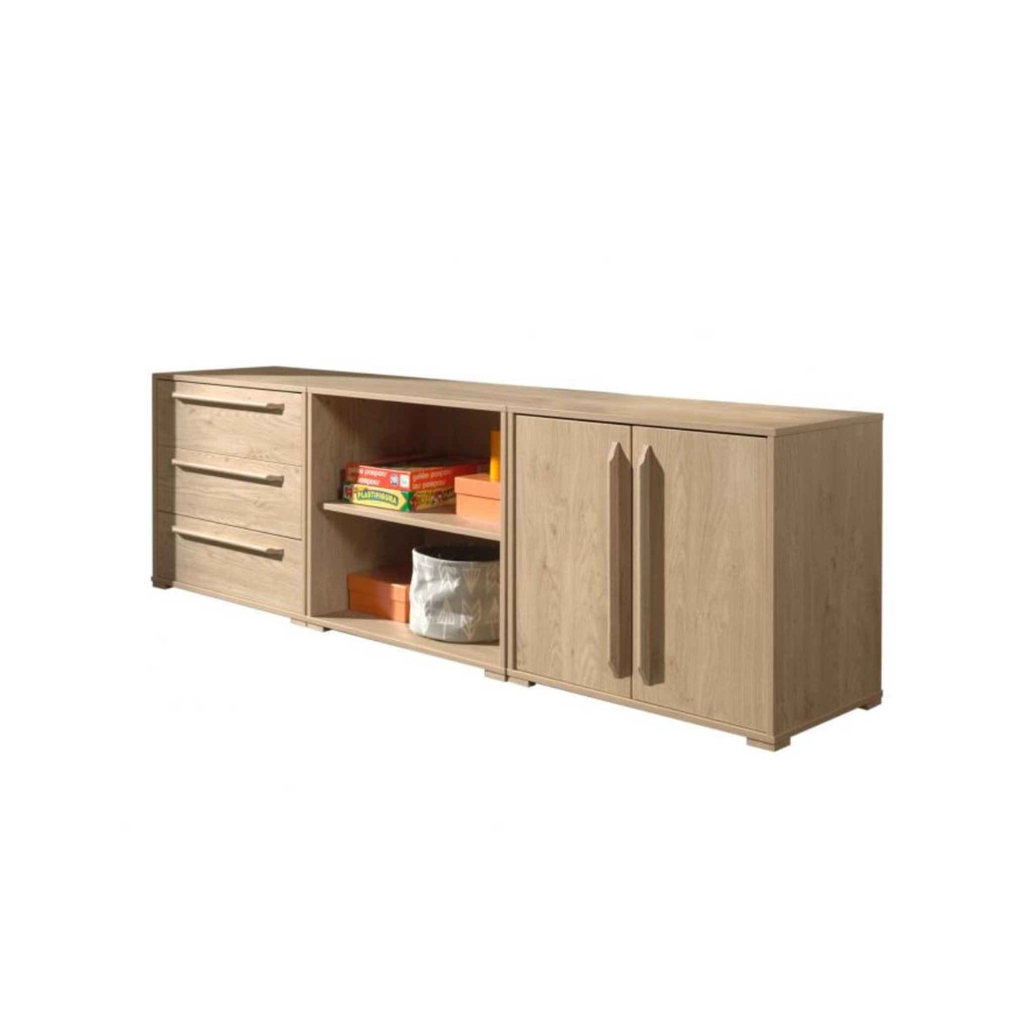 Vipack Meuble 3 tiroirs 2 portes bois naturel