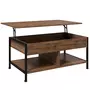 HOMCOM Table basse relevable - étagère inférieure, coffre de rangement - dim. 100L x 80l x 60H cm - aspect bois rustique noir