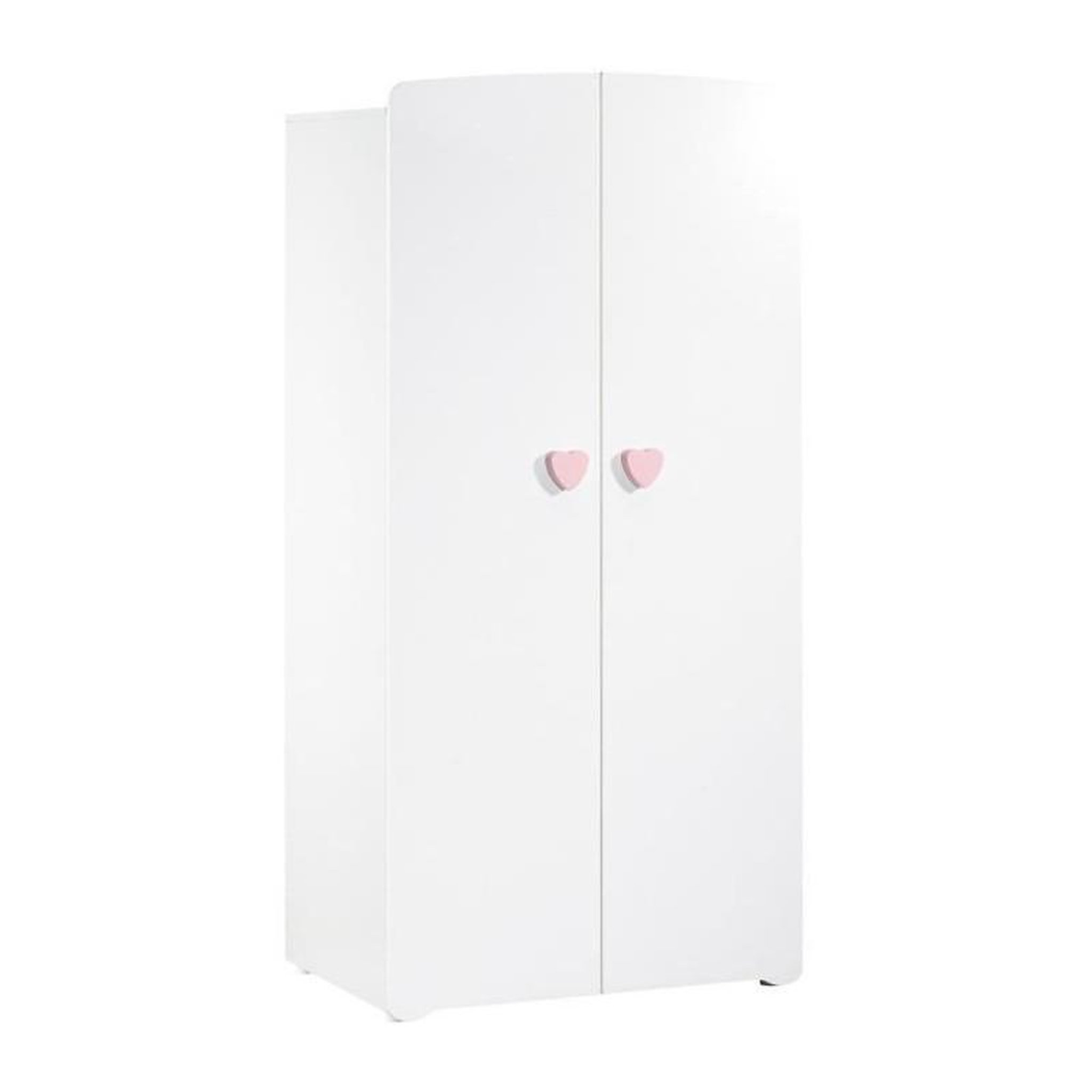 Voir la diapositive 1 : BABY PRICE BABY PRICE New Basic Armoire Chambre Bébé 2 Portes - Boutons Coeur Rose