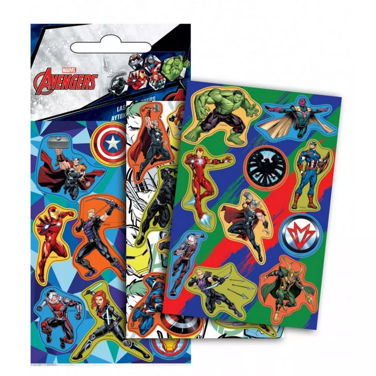 Avengers Lot 3 planche de Stickers Avengers Autocollant 12 x 8 cm