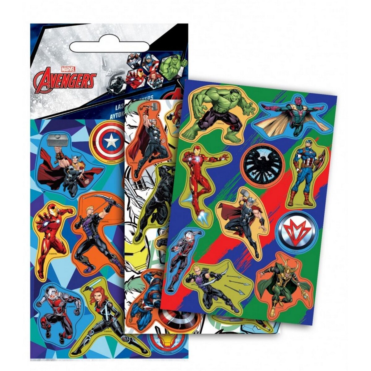 Lot 3 planche de Stickers Avengers Autocollant 12 x 8 cm pas cher