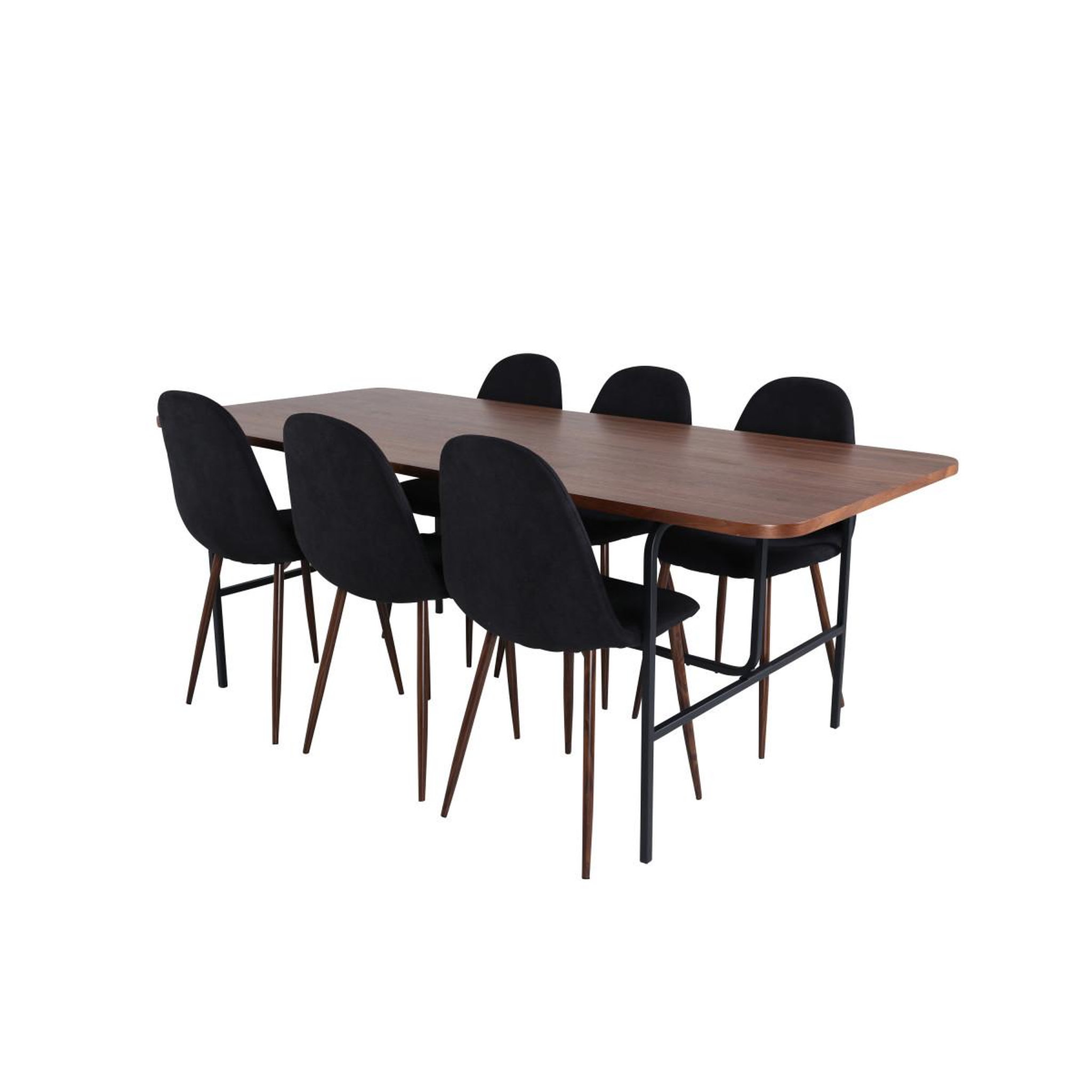 Voir la diapositive 3 : Paris Prix Ensemble table à manger & 6 chaises  uno & polar  200cm noyer & noir