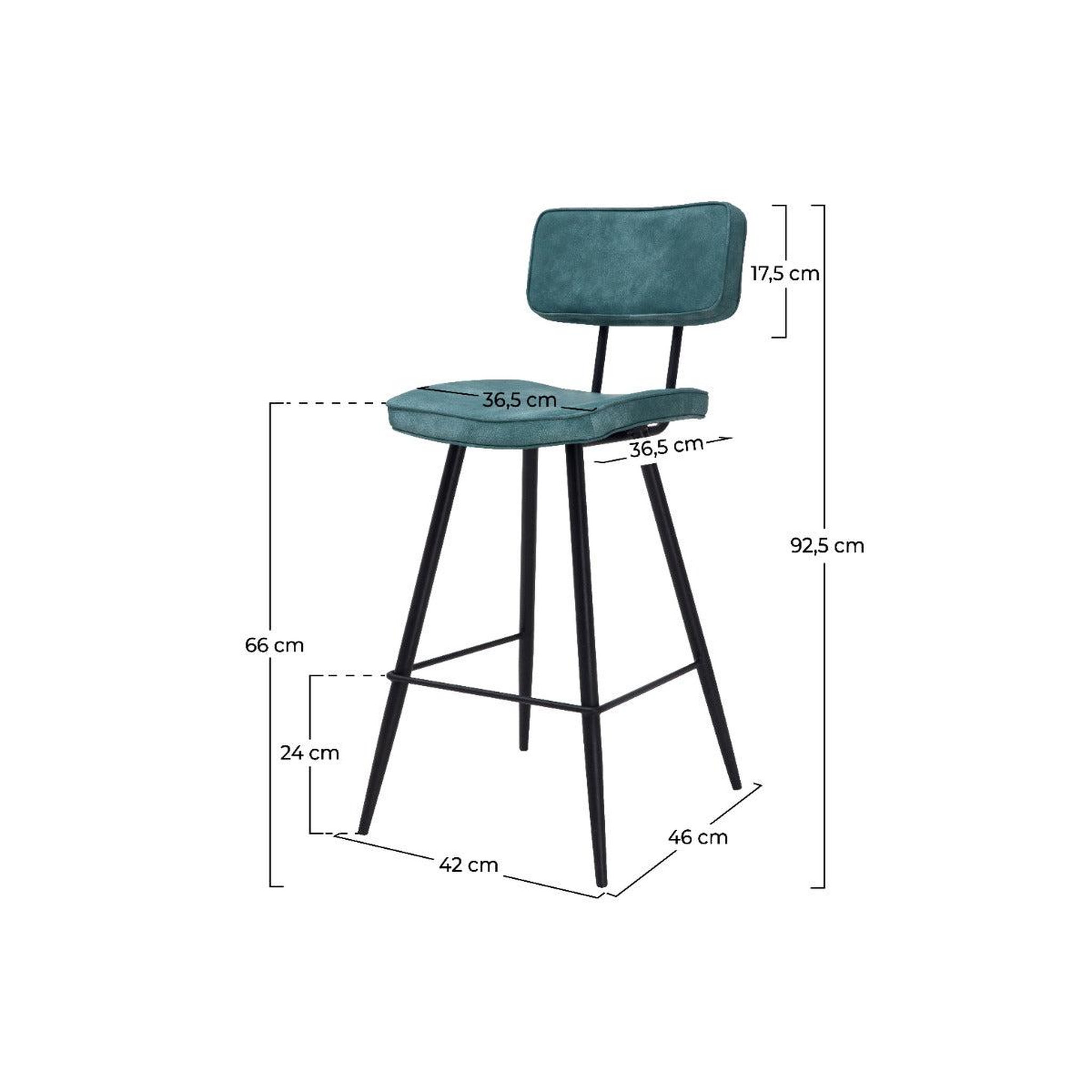 Voir la diapositive 4 : MAISON PAVANE Lot de 2 chaises pour îlot central 66 cm en cuir synthétique bleu-texas