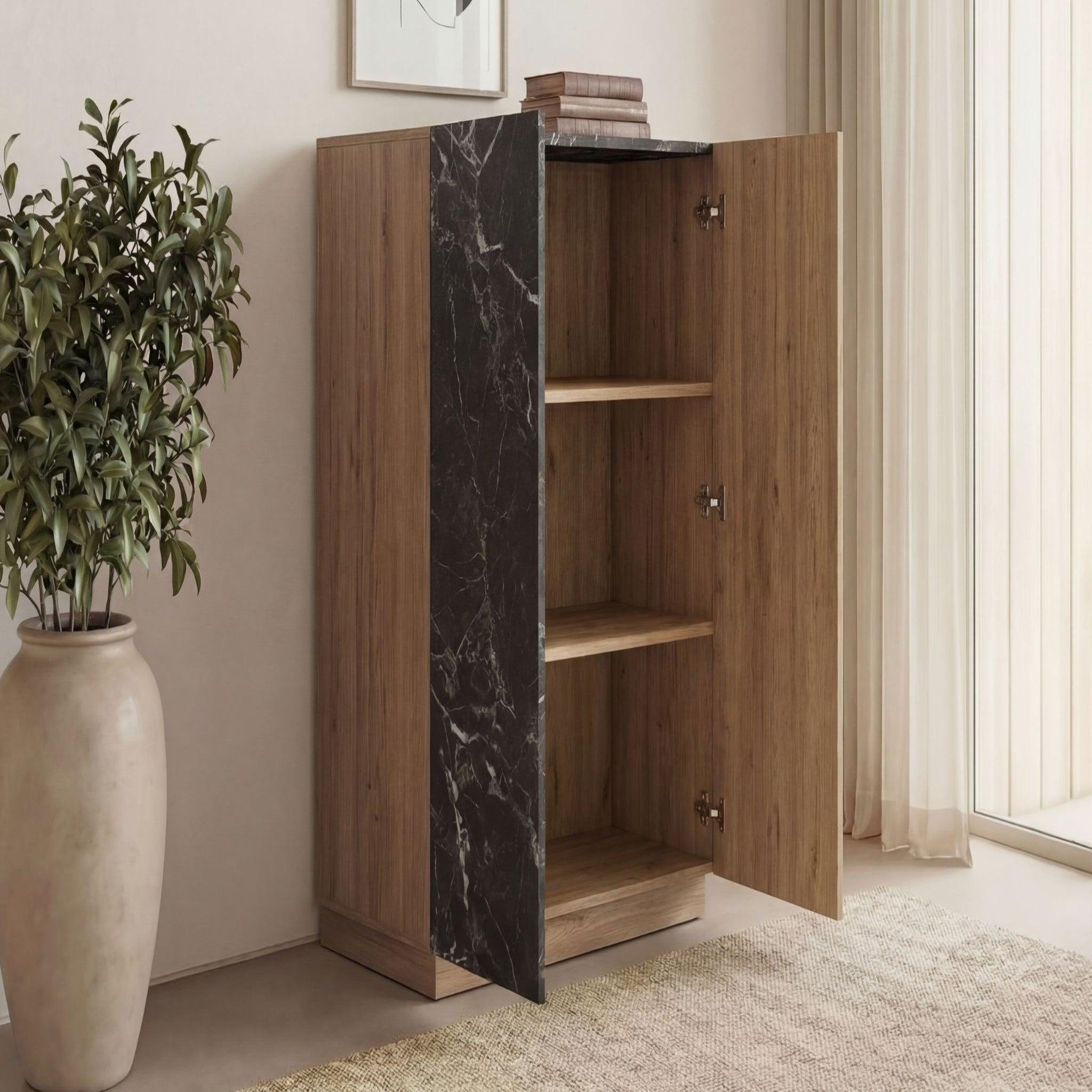 Voir la diapositive 4 : CASANOVA PARIS Auren - commode 2 portes 90cm en mélamine - chêne clair