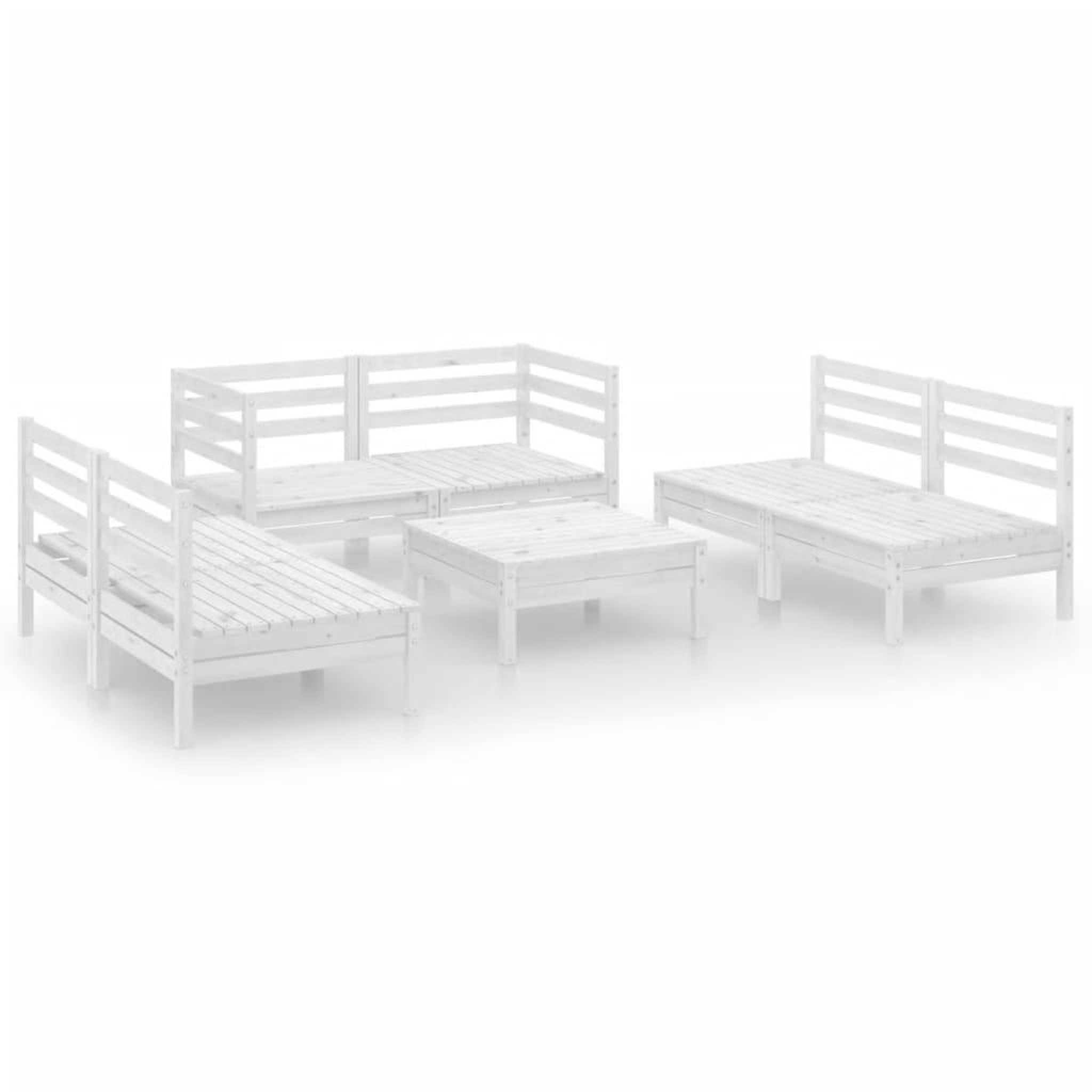 Voir la diapositive 2 : VIDAXL Salon de jardin 7 pcs Blanc Bois de pin massif