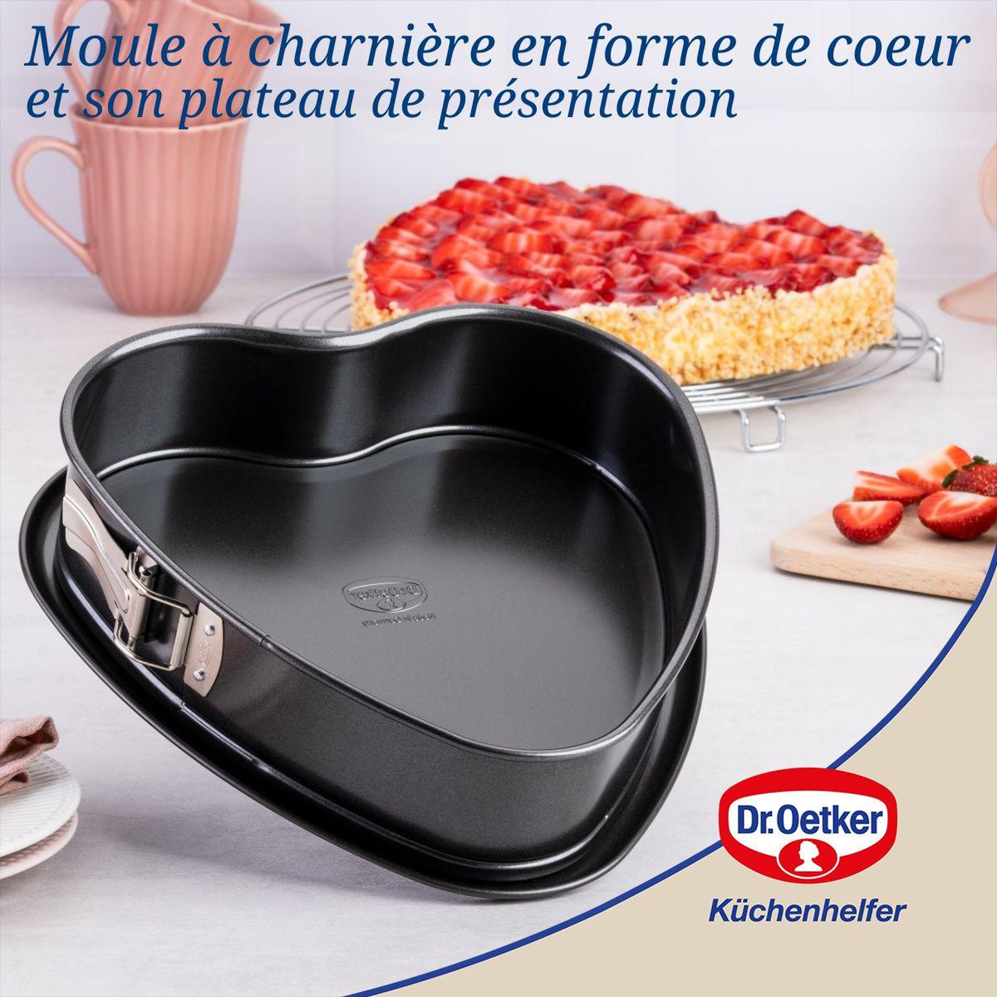 Voir la diapositive 2 : DR.OETKER Lot de 2 moules à charnière 25/27 cm en acier dr oetker tradition