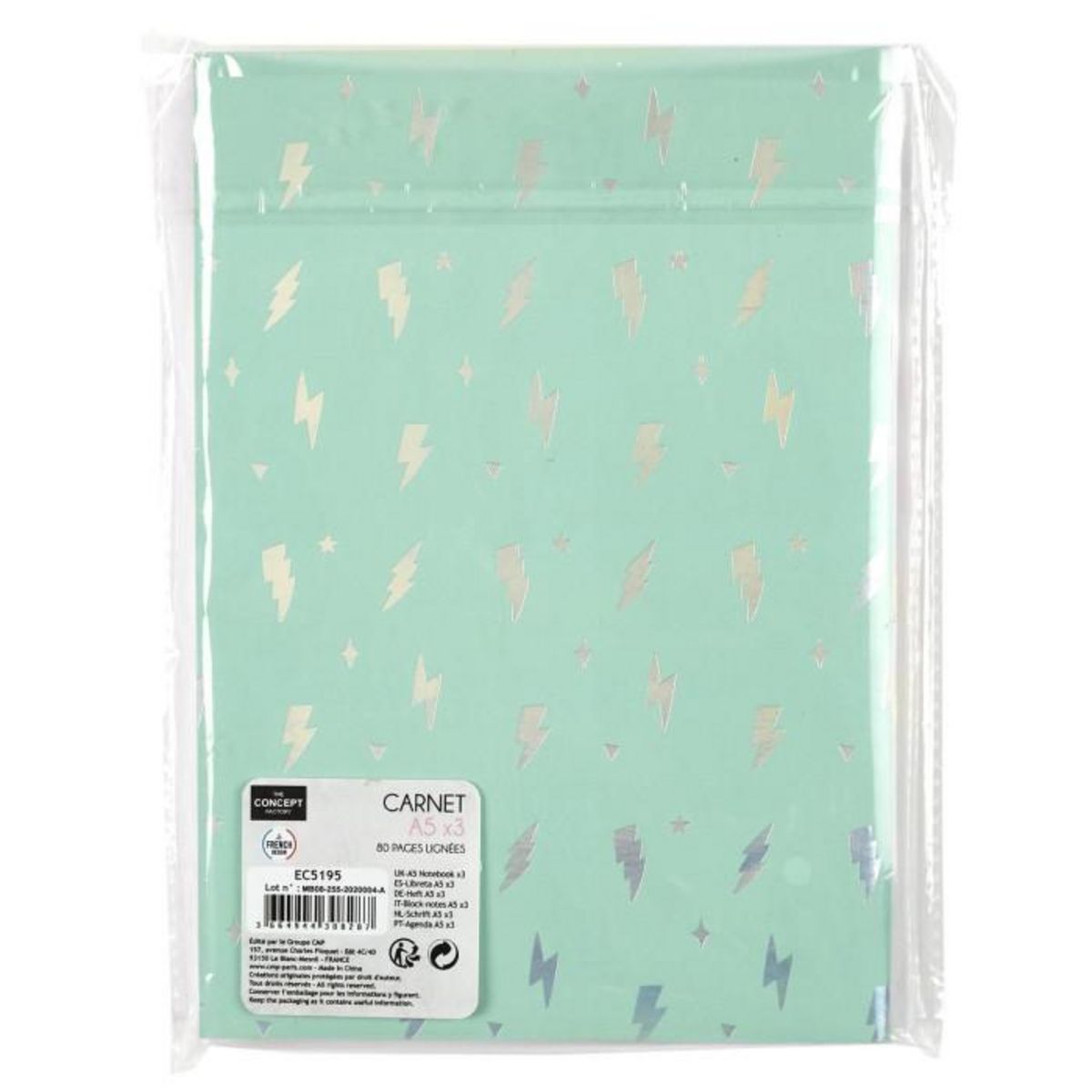 Paris Prix Lot de 3 Cahiers A5  Pop  14x21cm Multicolore