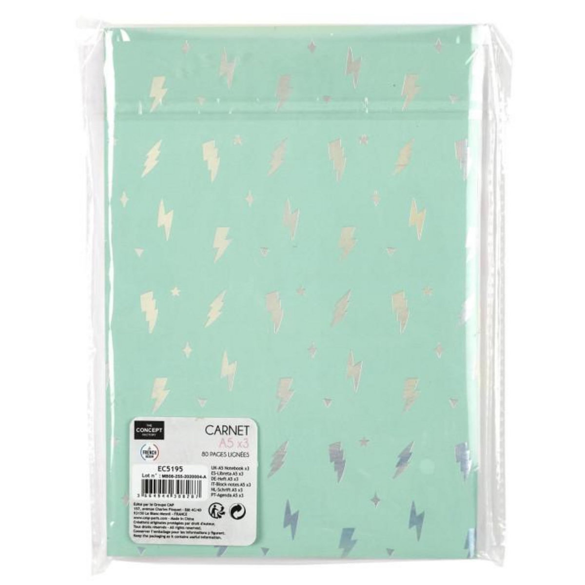 Paris Prix Lot de 3 Cahiers A5  Pop  14x21cm Multicolore