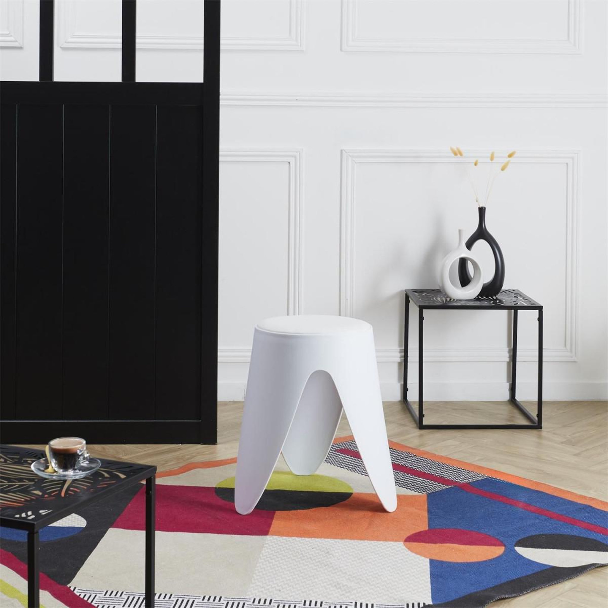 Voir la diapositive 5 : The Home Deco Factory Lot de 6 tabourets empilables  eve  46cm blanc