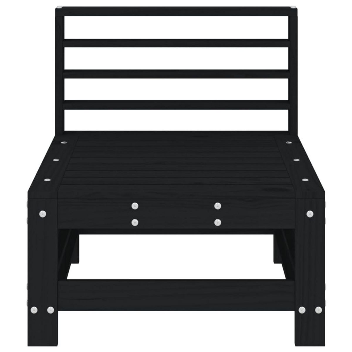 VIDAXL Canape central de jardin noir bois de pin massif