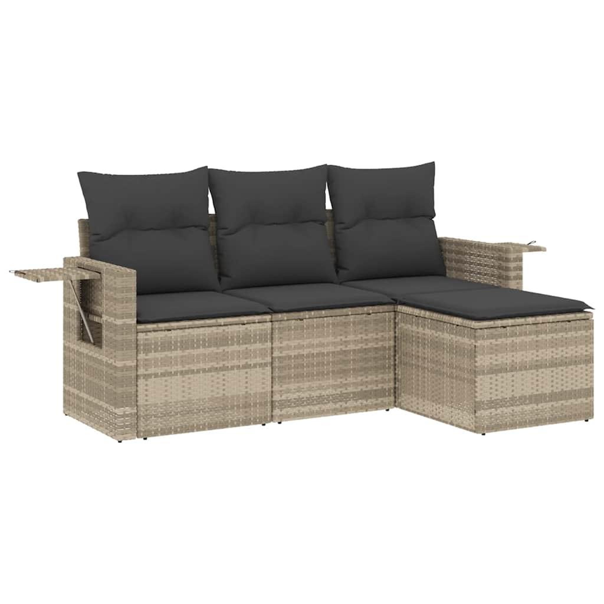 Voir la diapositive 2 : VIDAXL Salon de jardin 4 pcs avec coussins gris clair resine tressee