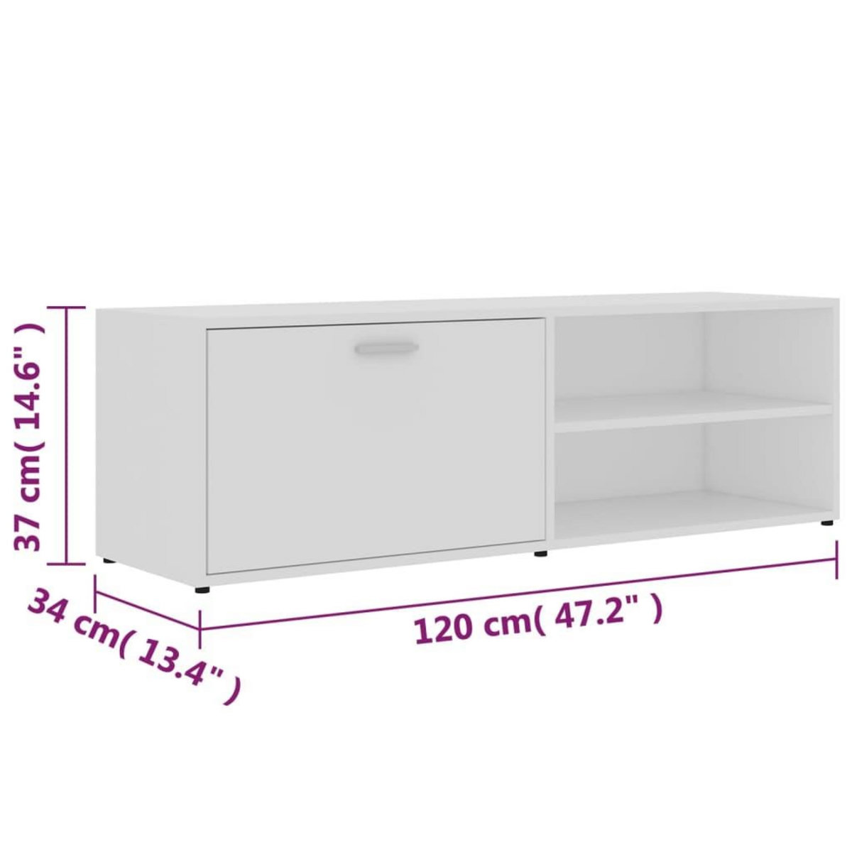VIDAXL Meuble TV Blanc 120x34x37 cm Bois d'ingenierie