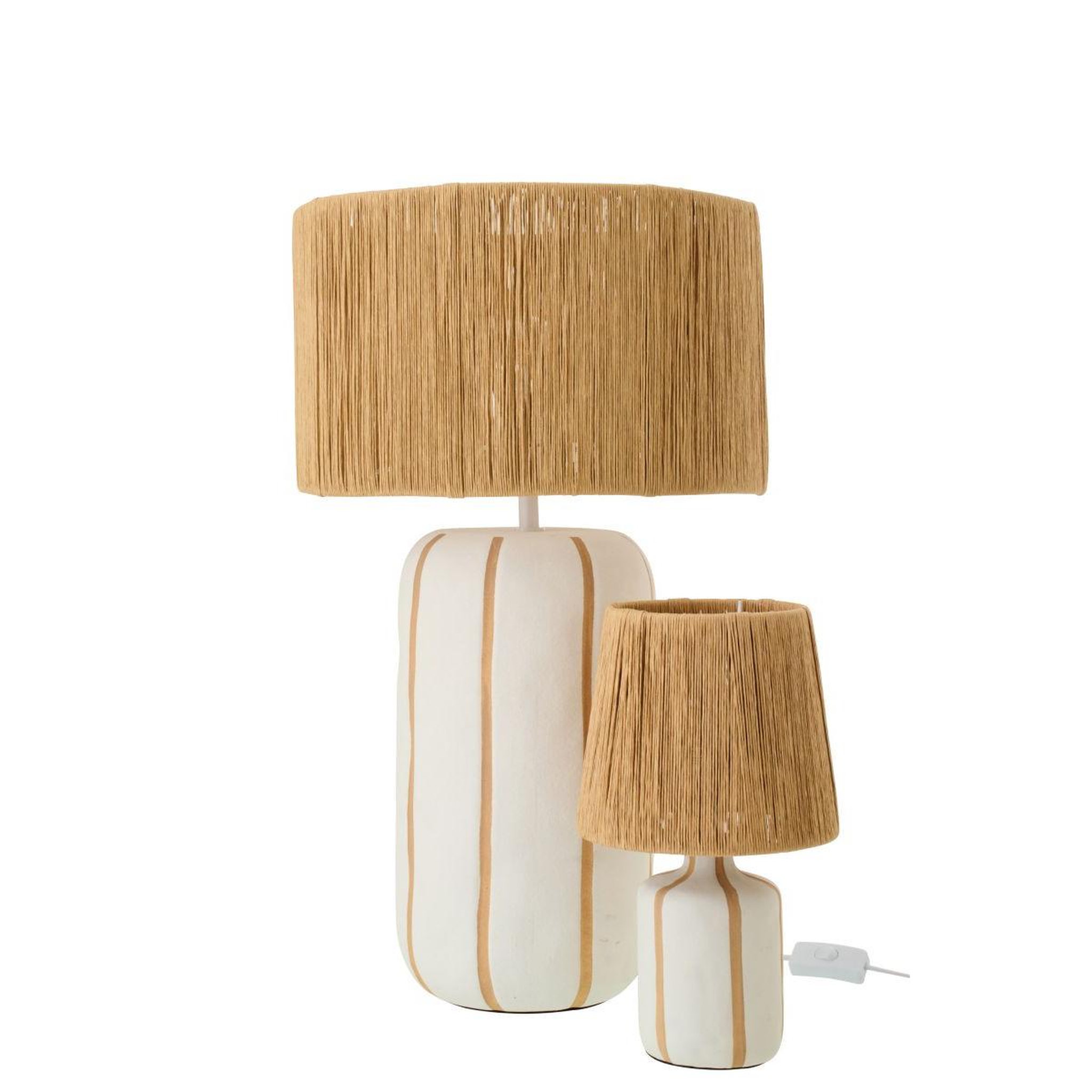 Voir la diapositive 5 : J-LINE Lampe à poser à rayures  irvin  34cm naturel & blanc