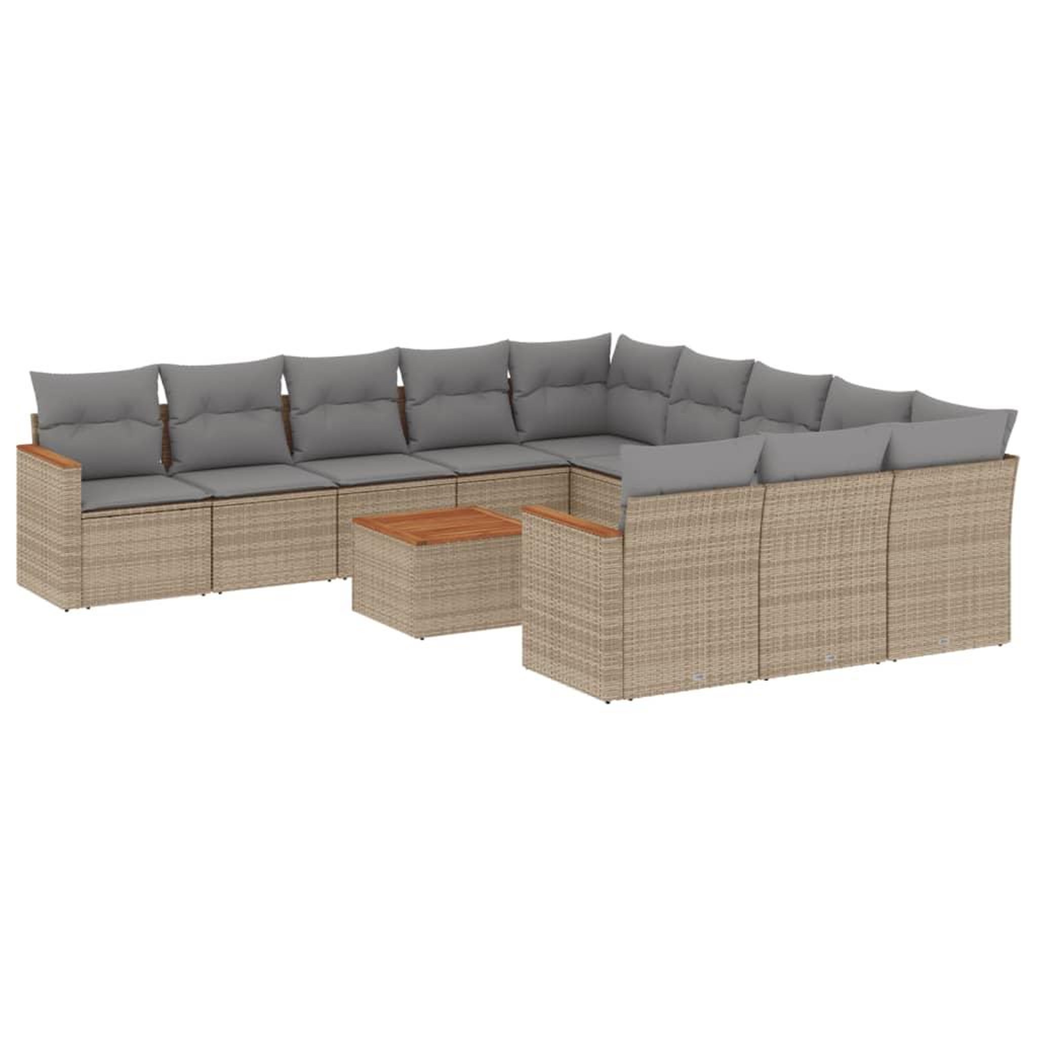 Voir la diapositive 2 : VIDAXL Salon de jardin et coussins 12 pcs melange beige resine tressee