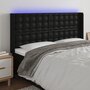 Voir la diapositive 1 : VIDAXL Tete de lit a LED Noir 183x16x118/128 cm Similicuir