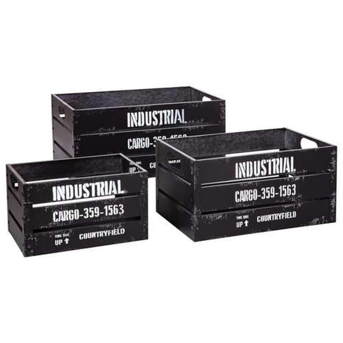 TOILINUX Lot de 3 cagettes de rangement encastrables en métal - Noir