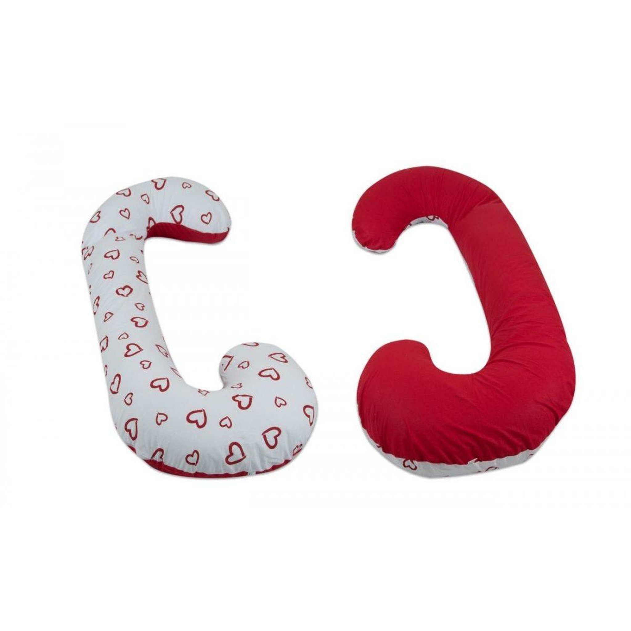 VELINDA Coussin usages multiples coeurs rouges sur fond blanc - rouge