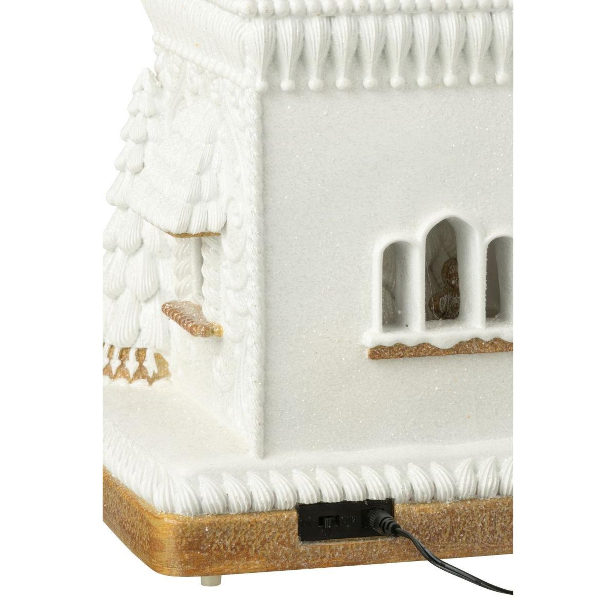 Voir la diapositive 3 : J-LINE Maison pain d'épice à led  winter glow  46cm beige