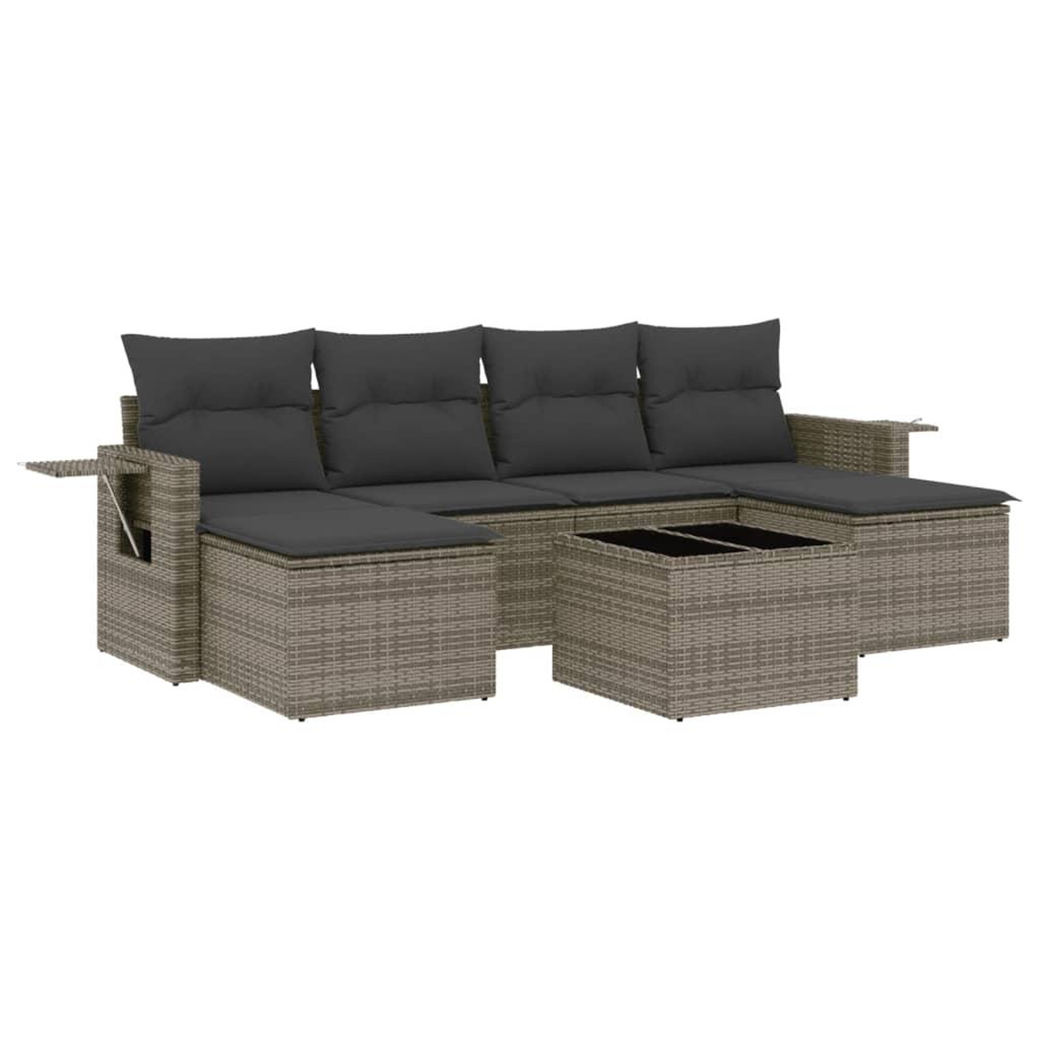 Voir la diapositive 2 : VIDAXL Salon de jardin avec coussins 7 pcs gris resine tressee