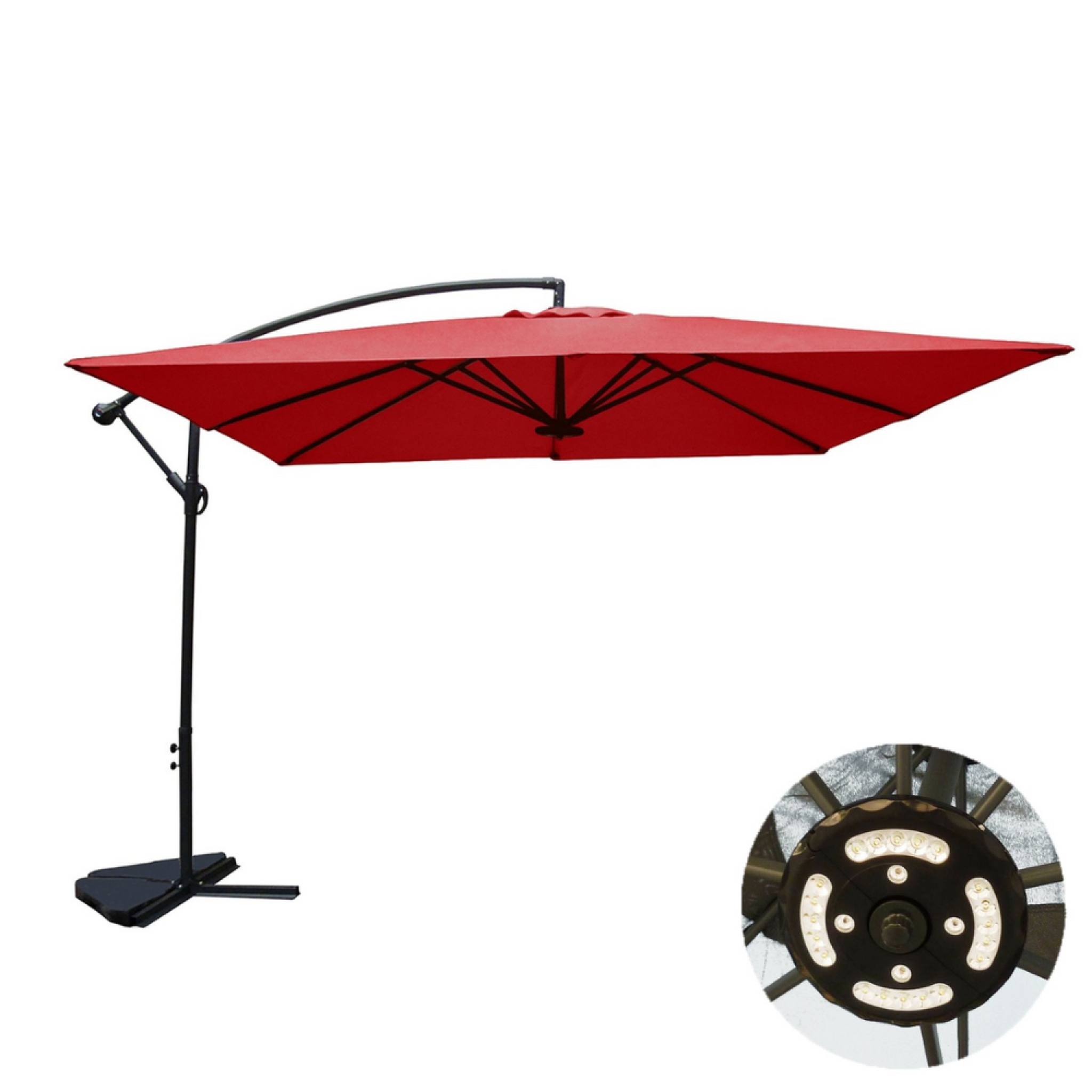 CONCEPT USINE Parasol  terracotta déporté carré 3 x 3 m led SOLENZARA