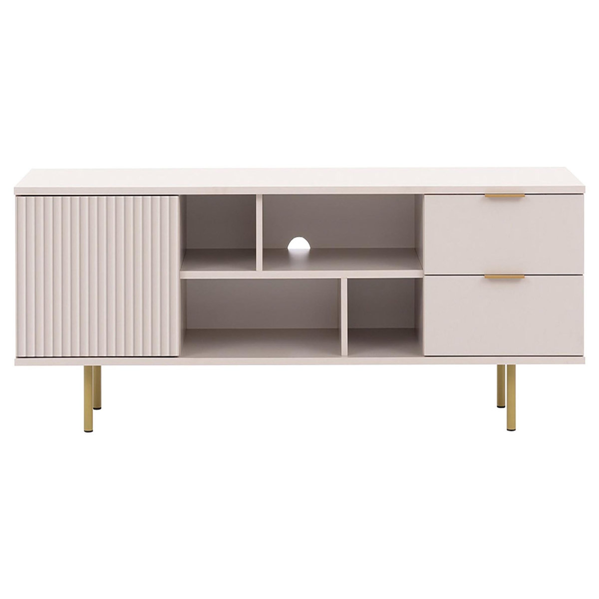 BEST MOBILIER Monica - meuble tv - beige - 4 niches et 2 portes - 150 cm