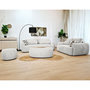 Voir la diapositive 4 : BEST MOBILIER Mahina - table basse ovale - en tissu bouclette et plateau effet bois - 114 cm