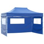 VIDAXL Tente de reception pliable avec 3 parois 3x4 m Acier Bleu