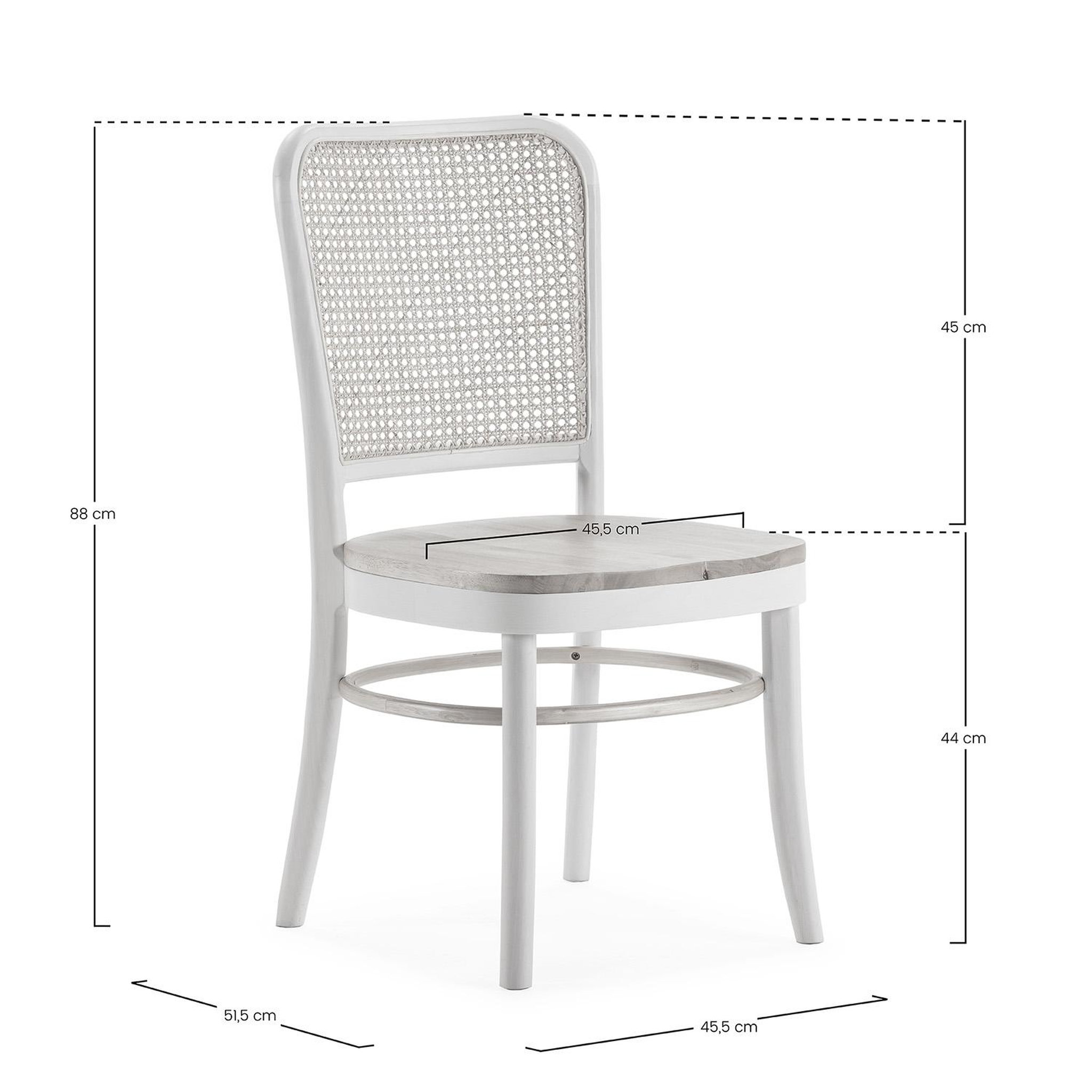 Voir la diapositive 6 : VS VENTA-STOCK Pack de 2 chaises Vesta Couleur Blanc/chêne, Bois Massif et Rotin naturel