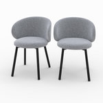 MAISON PAVANE Lot de 2 chaises en tissu gris foncé chiné et pieds noirs-Cécilia