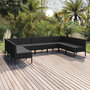Voir la diapositive 1 : VIDAXL Salon de jardin 9 pcs avec coussins Resine tressee Noir