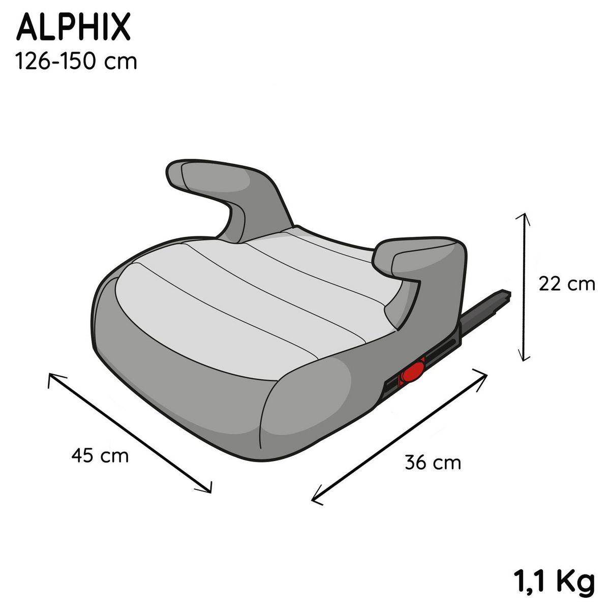 NANIA Rehausseur isofix ALPHIX Access 126-150 cm R129 i-Size
