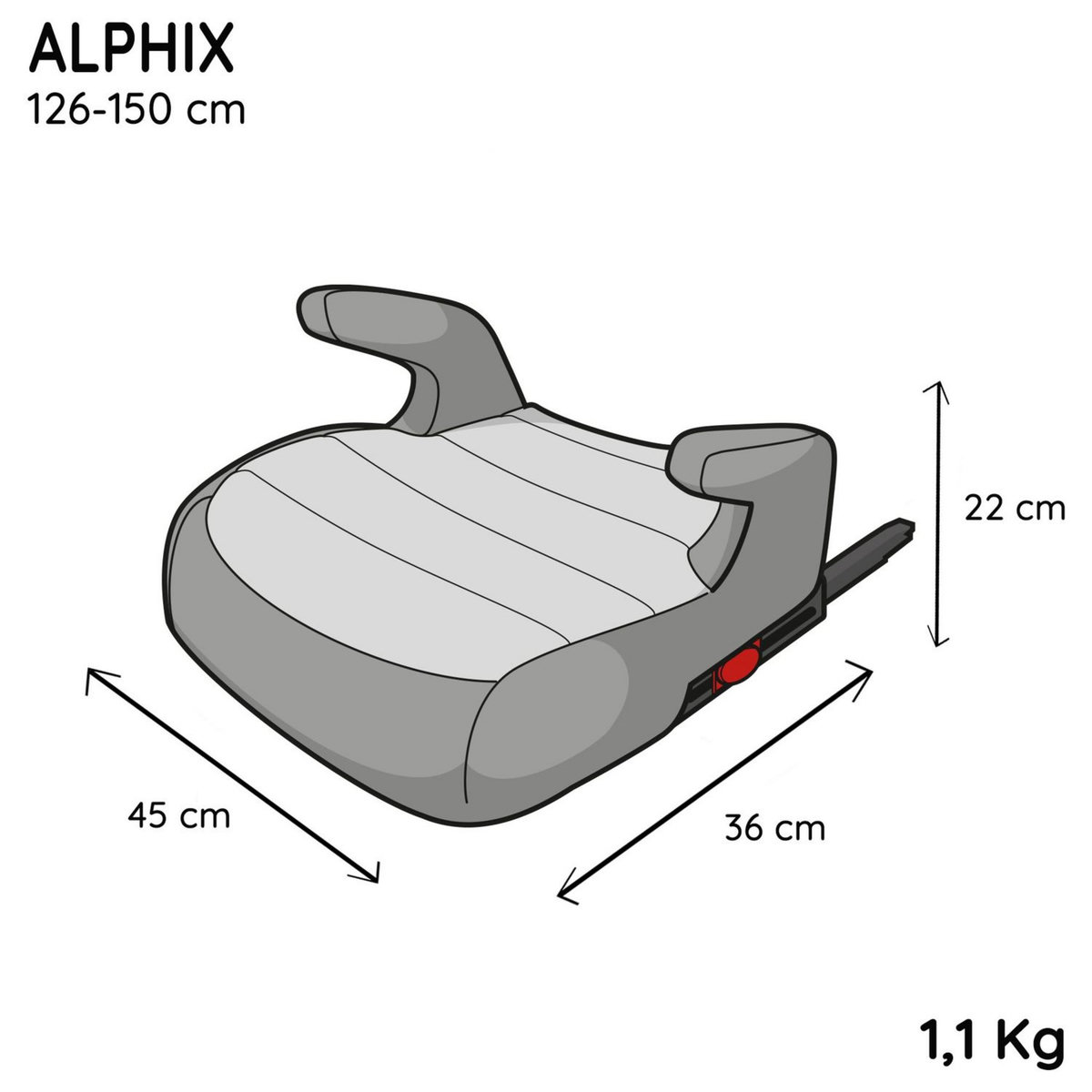 NANIA Rehausseur isofix ALPHIX Access 126-150 cm R129 i-Size