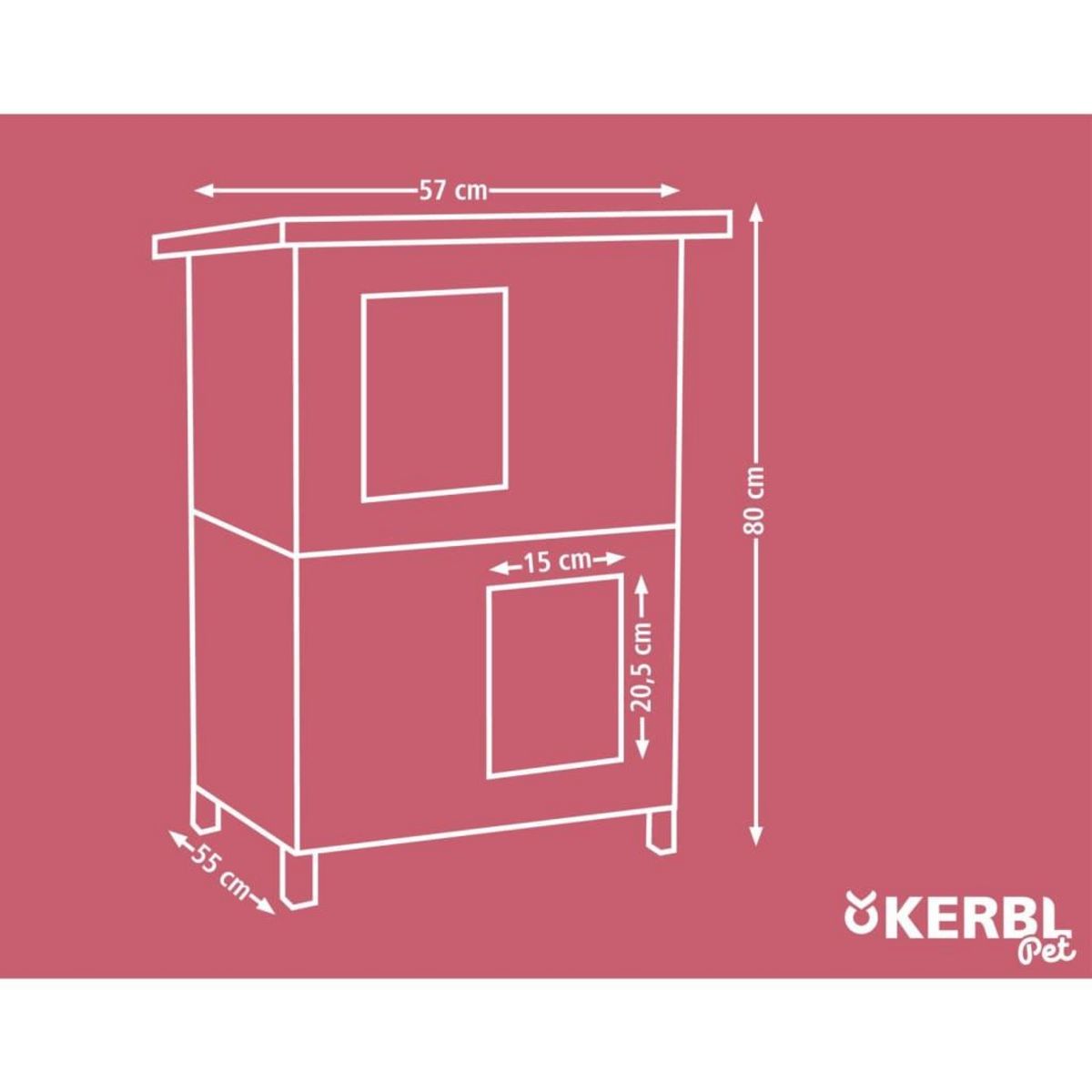 KERBL Kerbl Maison d'exterieur pour chats Family 57x55x80 cm Gris et blanc