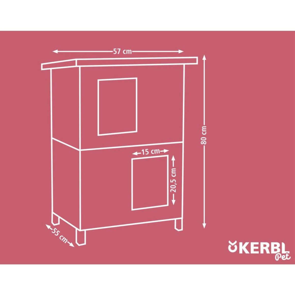 KERBL Kerbl Maison d'exterieur pour chats Family 57x55x80 cm Gris et blanc