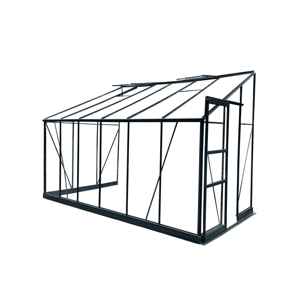 GREEN PROTECT Serre de jardin adossée verre trempé 7,22m² 