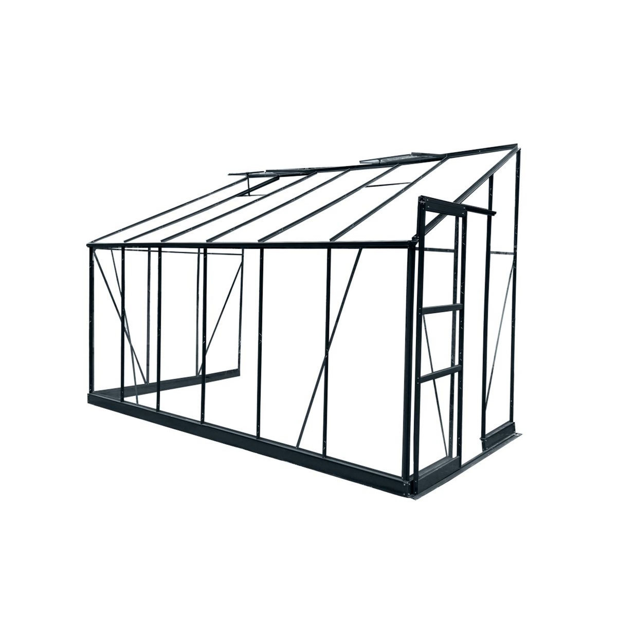 GREEN PROTECT Serre de jardin adossée verre trempé 7,22m² 