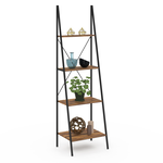 ID MARKET Etagère échelle 4 niveaux HAWKINS bois foncé design industriel 170 cm