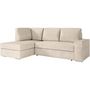 Voir la diapositive 4 : LOUNGITUDE Canapé d'angle gauche 3 places convertible ADEN avec coffre en velours côtelé - Beige - L246 x P174 x H96cm - LOUNGITUDE